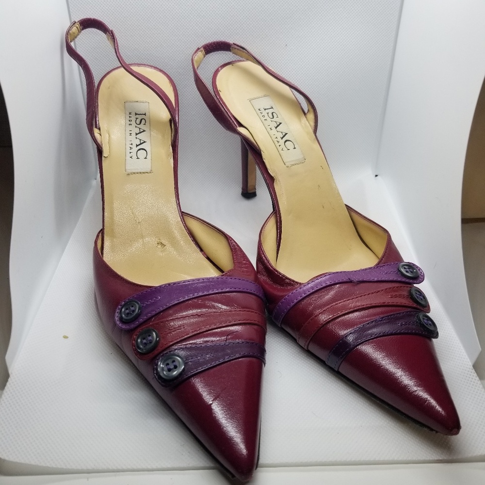 ISAAC Magenta Slingbacks w/Button Details